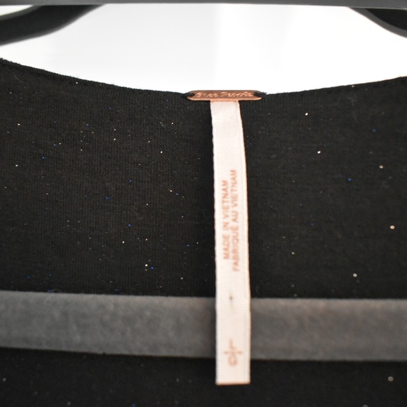 Free People Navy Black Glitter Wrap Dress - Picture 4 of 4